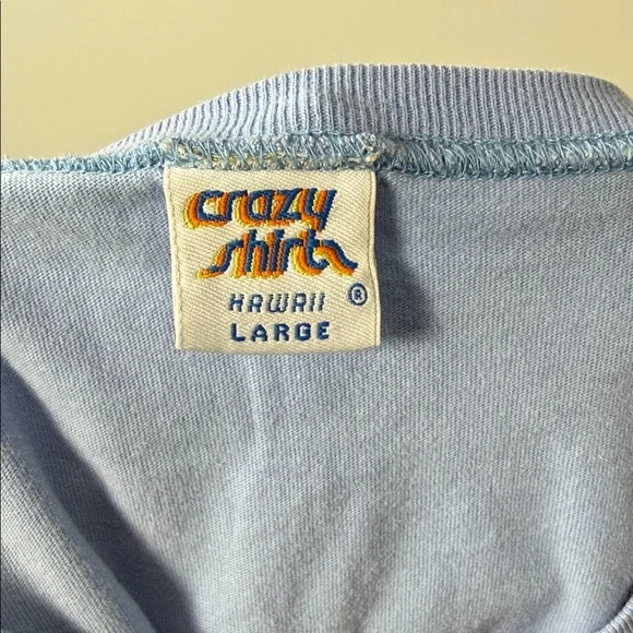 Vintage Single Stitch Crazy Shirt Hawaii Kauai Light Blue Women's Crop Top - Picture 9 of 10